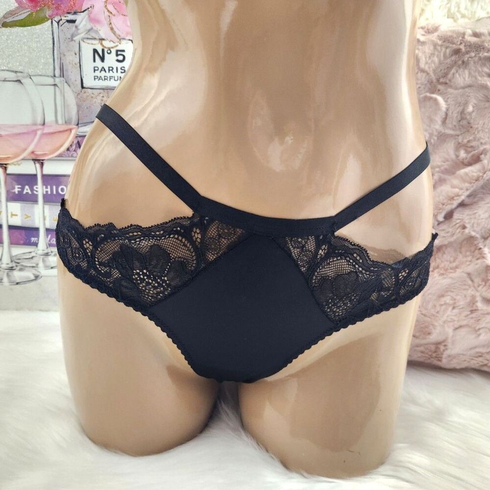SMALL {Victoria's Secret} Black Lace Cutout Cheeky Panty
